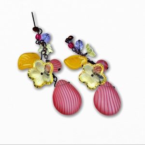 Vintage Czech frosted glass drop earrings